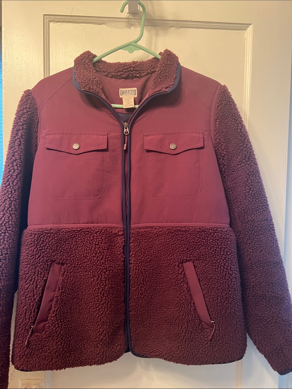 Duluth Trading Co Women's Maroon Teddy Sherpa Jacket